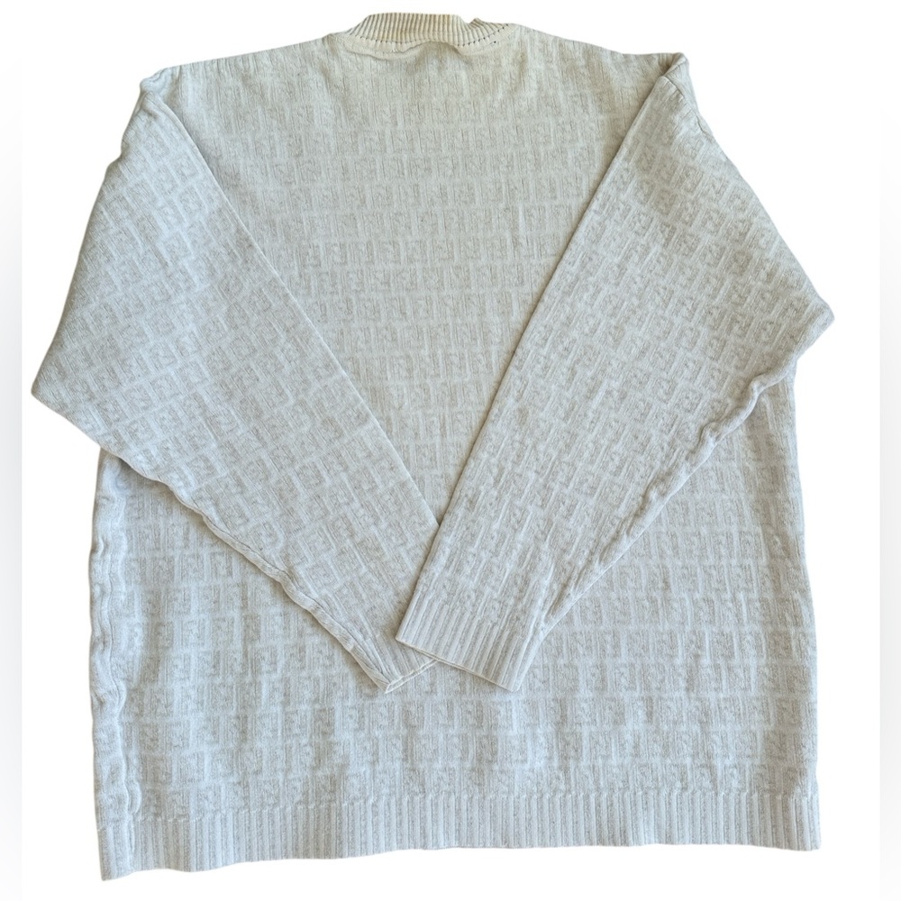 Vintage Fendi Zucca Print FF Logo Cream Crew Neck Sweater - Picture 3 of 5